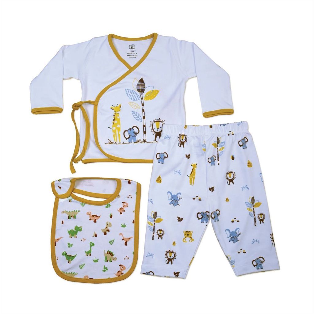 Tiny Lane Adorable & Comfy Fluffy Baby Clothing Set - Jungle Tribe Jhabla, Legging, & Bib