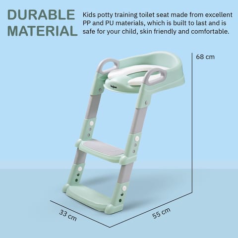 Baybee Aura Western Potty Training Cushioned Seat With Steps & Easy Grip Handle - Green