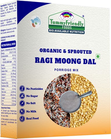 TummyFriendly Foods Organic Sprouted Ragi MoongDal Porridge Mix | Baby Food for 6 Months Baby |200g