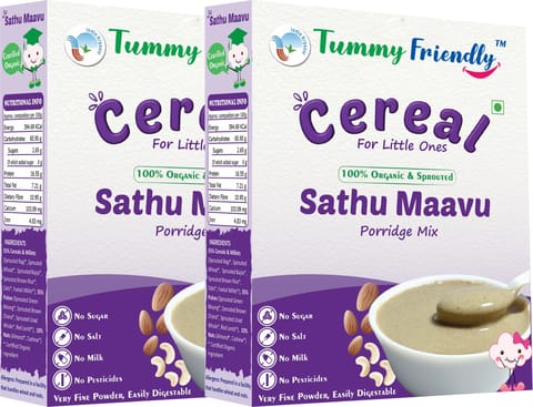 TummyFriendly Foods Organic Sprouted Sathu Maavu Porridge Mix | 400g, (200g each pack)