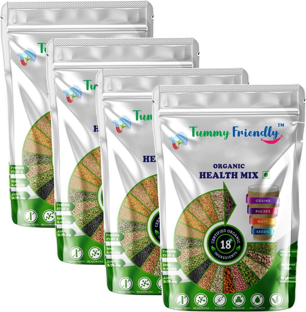 TummyFriendly Foods Certified Organic Health Mix for Kids. No Pesticides. 4 Packs, 100g Each.