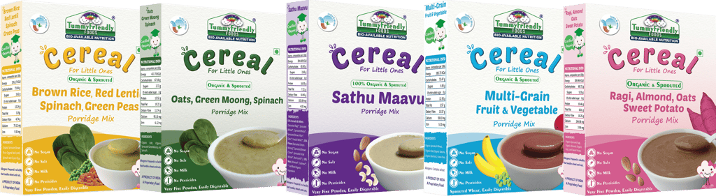 Tummy Friendly Foods Organic Certified Stage3 Sprouted Porridge Mixes Combo - 5 Packs | Organic Baby Food for 8 Months Old Baby |5 Packs, 200g Each Cereal (1 kg, Pack of 5)