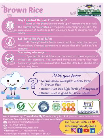 Tummy Friendly Foods Certified Stage1 Porridge Mixes | Organic Baby Food for 6 Months Old Baby | Ragi, Brown Rice - 2 Packs, 200g Each Cereal (400 g, Pack of 2)