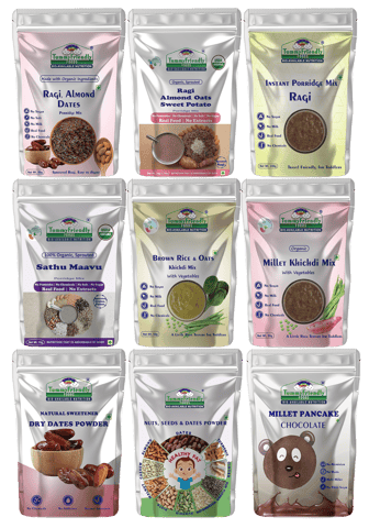 Tummy Friendly Foods CertifiedOrganic Baby Food For Toddlers 1+ Year, Dry Fruits Powder for Baby Kids Cereal (500 g, Pack of 9, 12+ Months)