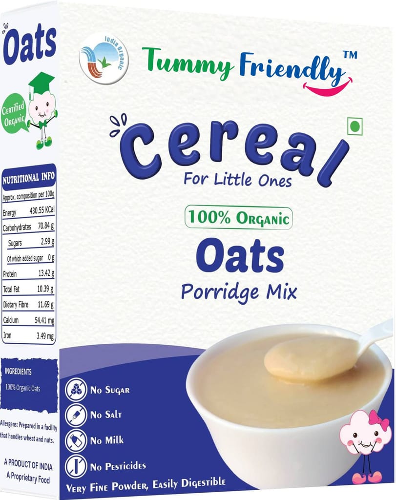 TummyFriendly Foods USDA Certified 100% Organic Oats Porridge Mix | Organic Baby Food for 6 Months Old | Rich in Beta-Glucan, Protein & Fibre| 200g