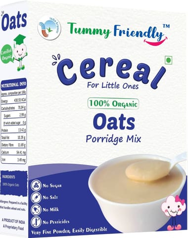 TummyFriendly Foods USDA Certified 100% Organic Oats Porridge Mix | Organic Baby Food for 6 Months Old | Rich in Beta-Glucan, Protein & Fibre| 200g