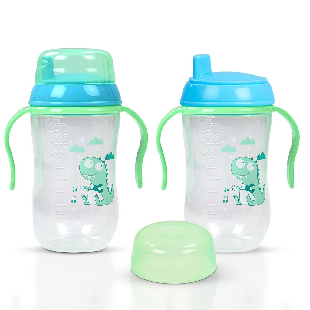 BAYBEE 300ML Baby Sipper Cup for Kids –BPA-Free, Leakproof, Spill-Proof Feeding Bottle with Soft Silicone Handle|Toddler Sippy Cup, Training Bottle for Babies, Infants, Boys & Girls (Green,6M–3Y)