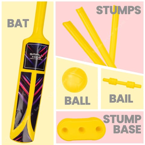 Baybee Plastic Cricket kit Set for Kids, 3 Stumps with Stand Base, 1 Bat and Soft Ball | Cricket Bat Ball Set Indoor & Outdoor Games | Perfect Cricket Full Set for 3+ Years Gift for Kids Boys Girls