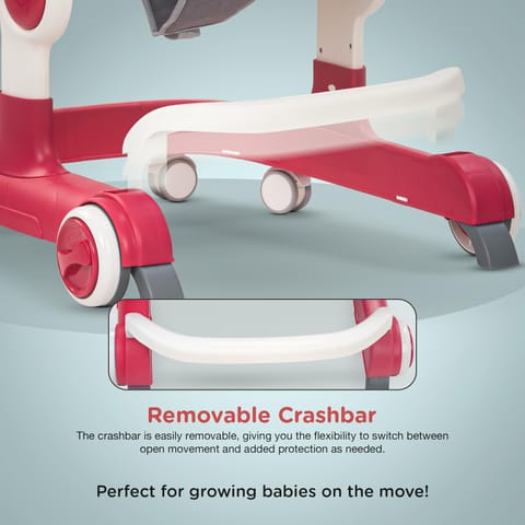 Baybee 2 in 1 Baby Walker for Kids with Adjustable Height & Wheel Lock | Activity Push Walker for Baby with Musical Toy Bar & Stopper | Kids Walker Baby 6-18 Months Boy Girl (Pink)