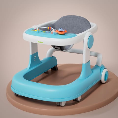 Baybee 2 in 1 Baby Walker for Kids with Adjustable Height & Wheel Lock | Activity Push Walker for Baby with Musical Toy Bar & Stopper | Kids Walker Baby 6-18 Months Boy Girl (Blue)