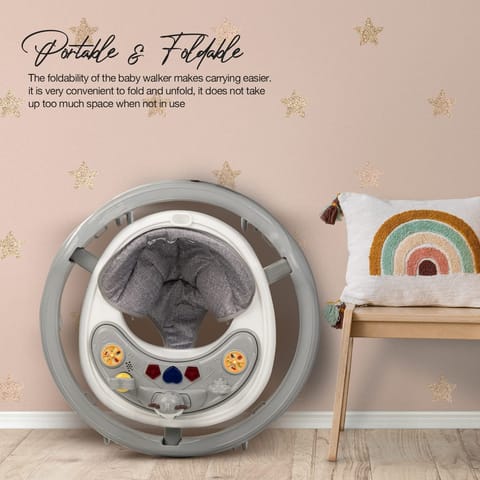 BAYBEE Moono Baby Walker For Kids, Round Kids Walker With Parental Push Handle&4 Seat Height Adjustable|Activity Walker For Baby With Musical Toy Bar&Footmat|Walker Baby 6-18 Months Boys Girls (GREY) BAYBEE Moono Baby Walker For Kids, Round Kids Walker With Parental Push Handle&4 Seat Height Adjustable|Activity Walker For Baby With Musical Toy Bar&Footmat|Walker Baby 6-18 Months Boys Girls (GREY)