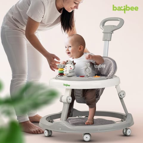 BAYBEE Moono Baby Walker For Kids, Round Kids Walker With Parental Push Handle&4 Seat Height Adjustable|Activity Walker For Baby With Musical Toy Bar&Footmat|Walker Baby 6-18 Months Boys Girls (GREY) BAYBEE Moono Baby Walker For Kids, Round Kids Walker With Parental Push Handle&4 Seat Height Adjustable|Activity Walker For Baby With Musical Toy Bar&Footmat|Walker Baby 6-18 Months Boys Girls (GREY)
