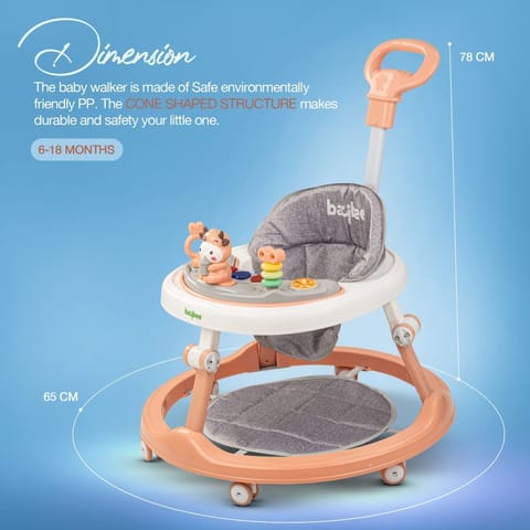 BAYBEE Moono Baby Walker For Kids, Round Kids Walker With Parental Push Handle&4 Seat Height Adjustable|Activity Walker For Baby With Musical Toy Bar&Footmat|Walker Baby 6-18 Months Boys Girls (PINK) BAYBEE Moono Baby Walker For Kids, Round Kids Walker With Parental Push Handle&4 Seat Height Adjustable|Activity Walker For Baby With Musical Toy Bar&Footmat|Walker Baby 6-18 Months Boys Girls (PINK)