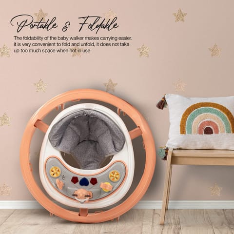 BAYBEE Moono Baby Walker For Kids, Round Kids Walker With Parental Push Handle&4 Seat Height Adjustable|Activity Walker For Baby With Musical Toy Bar&Footmat|Walker Baby 6-18 Months Boys Girls (PINK) BAYBEE Moono Baby Walker For Kids, Round Kids Walker With Parental Push Handle&4 Seat Height Adjustable|Activity Walker For Baby With Musical Toy Bar&Footmat|Walker Baby 6-18 Months Boys Girls (PINK)