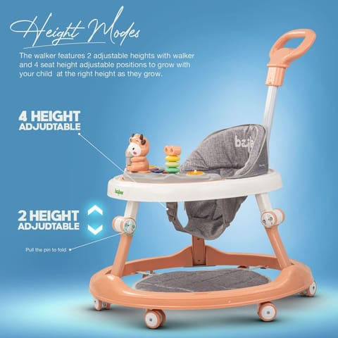 BAYBEE Moono Baby Walker For Kids, Round Kids Walker With Parental Push Handle&4 Seat Height Adjustable|Activity Walker For Baby With Musical Toy Bar&Footmat|Walker Baby 6-18 Months Boys Girls (PINK) BAYBEE Moono Baby Walker For Kids, Round Kids Walker With Parental Push Handle&4 Seat Height Adjustable|Activity Walker For Baby With Musical Toy Bar&Footmat|Walker Baby 6-18 Months Boys Girls (PINK)