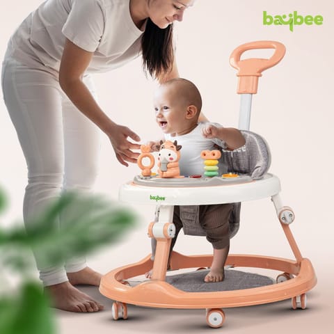 BAYBEE Moono Baby Walker For Kids, Round Kids Walker With Parental Push Handle&4 Seat Height Adjustable|Activity Walker For Baby With Musical Toy Bar&Footmat|Walker Baby 6-18 Months Boys Girls (PINK) BAYBEE Moono Baby Walker For Kids, Round Kids Walker With Parental Push Handle&4 Seat Height Adjustable|Activity Walker For Baby With Musical Toy Bar&Footmat|Walker Baby 6-18 Months Boys Girls (PINK)