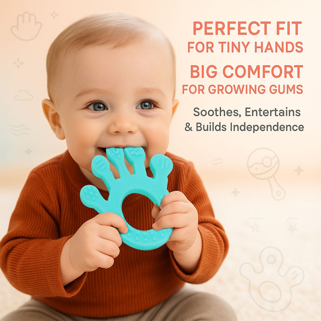 Silicone Baby Teether with Multiple Textures | Soft Chewable BPA-Free Easy to Hold Freezer Safe for 4-12 Months