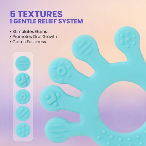 Silicone Baby Teether with Multiple Textures | Soft Chewable BPA-Free Easy to Hold Freezer Safe for 4-12 Months
