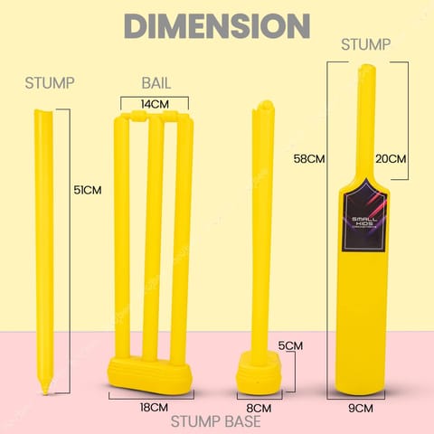 Baybee Plastic Cricket kit Set for Kids, 3 Stumps with Stand Base, 1 Bat and Soft Ball | Cricket Bat Ball Set Indoor & Outdoor Games | Perfect Cricket Full Set for 3+ Years Gift for Kids Boys Girls