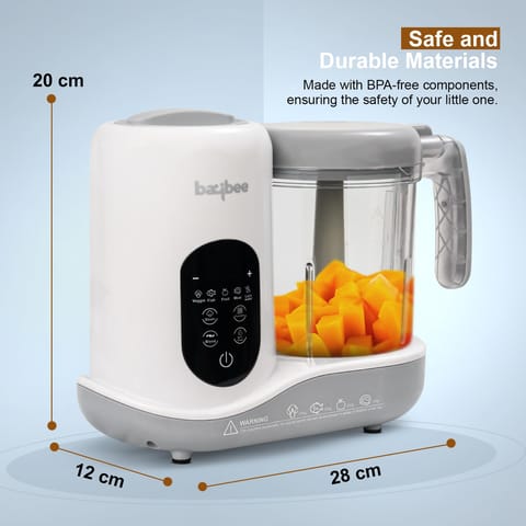 Baybee Blenzy 5-in-1 Electric Baby Food Processor | Baby Food Maker with Steamer, Chopper, Grinder, Blender & Warmer | Portable Baby Food Blender with Self-Clean & Touch Screen for Purees