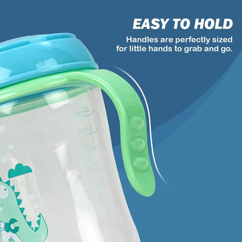 BAYBEE 300ML Baby Sipper Cup for Kids –BPA-Free, Leakproof, Spill-Proof Feeding Bottle with Soft Silicone Handle|Toddler Sippy Cup, Training Bottle for Babies, Infants, Boys & Girls (Green,6M–3Y)
