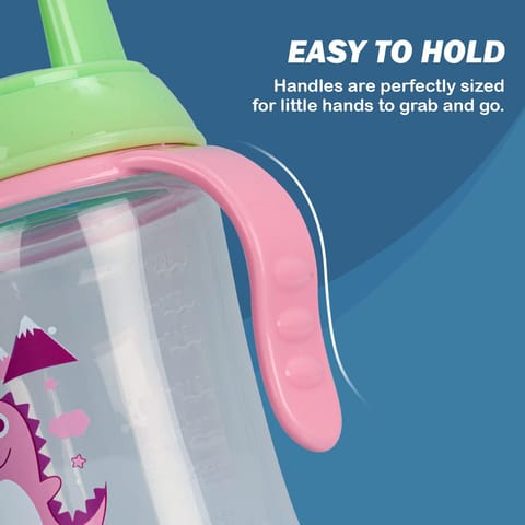 BAYBEE 300ML Baby Sipper Cup for Kids –BPA-Free, Leakproof, Spill-Proof Feeding Bottle with Soft Silicone Handle|Toddler Sippy Cup, Training Bottle for Babies, Infants, Boys & Girls (Pink,6M–3Y)