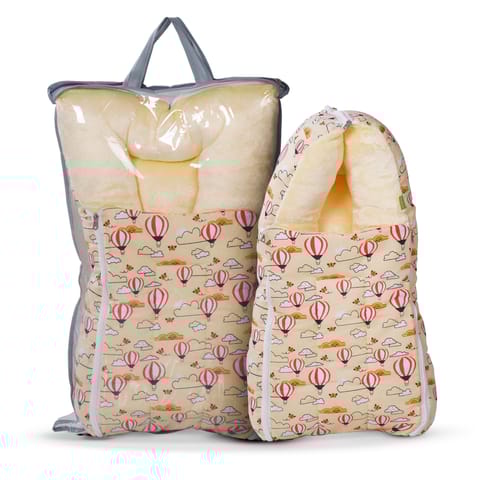 Baybee 3 in 1Velvet Cotton Baby Bed Cum Carry Bed, Printed Baby Sleeping Bag-Baby Bed-Infant Portable Bassinet-Nest for Co-Sleeping Baby Bedding (Yellow)