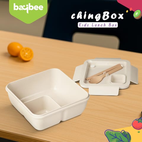 BAYBEE Ching Kids Lunch Box with 2 in 1 Spoon & Chopsticks | 2 Compartment Leak Proof Tiffin Box for School, College & Office | BPA Free, Microwave & Dishwasher Safe Lunch Box Boys & Girls, 1100ml