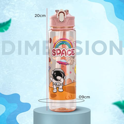 BAYBEE Galaxy Kids Water Bottle 800ml | Leak-Proof Baby Sipper Bottle with Flip Lock Lid & Silicone Straw | BPA-Free School Water Bottle for Boys & Girls, Drinking Training Sipper Bottle Kids (Pink)