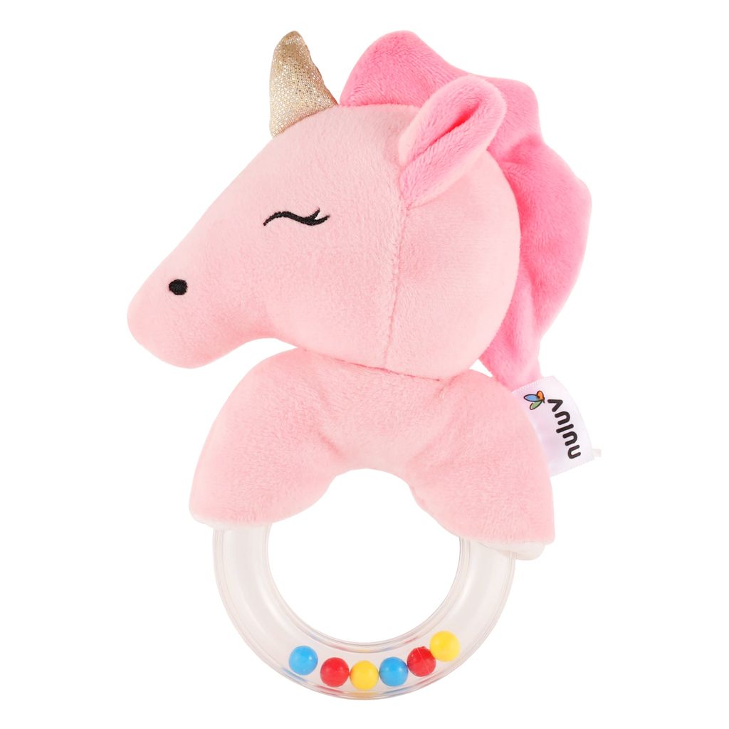 Nuluv Infant Unicorn Babies 3+ Months Sound Ring Rattle Toy