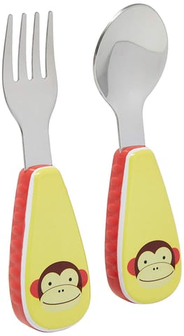 Skip Hop Zoo Utensils Fork & Spoon, Monkey, Size: 3.3 l x 10.79 w x 19.05 h (252352)