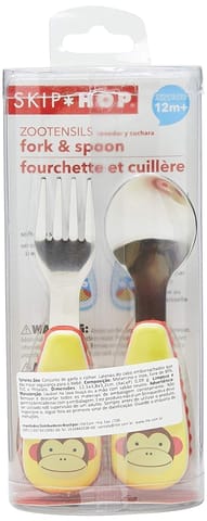 Skip Hop Zoo Utensils Fork & Spoon, Monkey, Size: 3.3 l x 10.79 w x 19.05 h (252352)