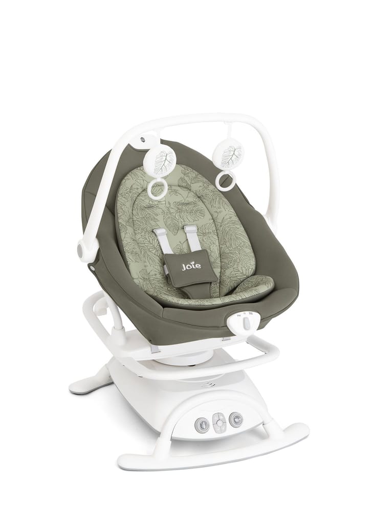 Joie Sansa 2in1 Multi-Motion Soother & Portable Rocker|Suitable from 0+ to 9kg|Swings Side-to-Side & Front-to-Back|3-Position Recline|Nature Sounds, Lullabies, & Vibration, Compact & Easy to Carry
