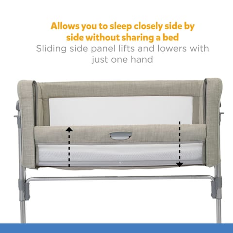 Joie Roomie Glide Playard - Convertible Baby Crib with 11 Adjustable Heights & Soft Mattress (Almond, Birth to 9 kg), (RXZER23)