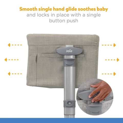 Joie Roomie Glide Playard - Convertible Baby Crib with 11 Adjustable Heights & Soft Mattress (Almond, Birth to 9 kg), (RXZER23)