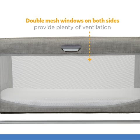 Joie Roomie Glide Playard - Convertible Baby Crib with 11 Adjustable Heights & Soft Mattress (Almond, Birth to 9 kg), (RXZER23)