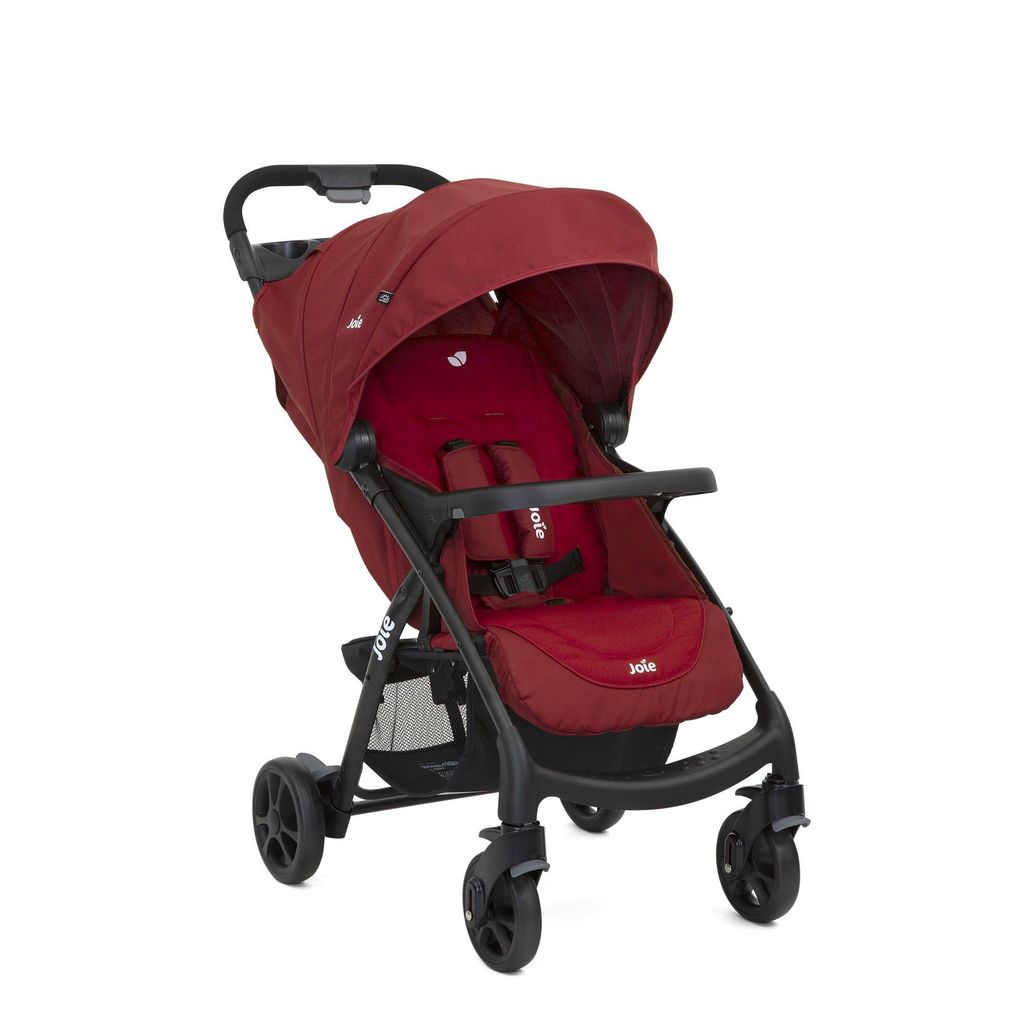 Joie Muze Lx One Hand Fold Stroller with Flat Reclining Seat (Birth to 15 Kg), Cranbery (Net Weight - 9.36 KG)
