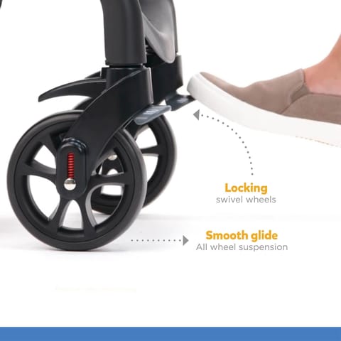 Joie Muze Lx One Hand Fold Stroller with Flat Reclining Seat (Birth to 15 Kg), Cranbery (Net Weight - 9.36 KG)