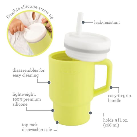 Infantino My 1st Tumbler – Adorable Miniature Tumbler with Leak-Resistant Straw and Toddler-Friendly Handle, Encourages Hydration, Easy to Clean, (266 ml), Citrus