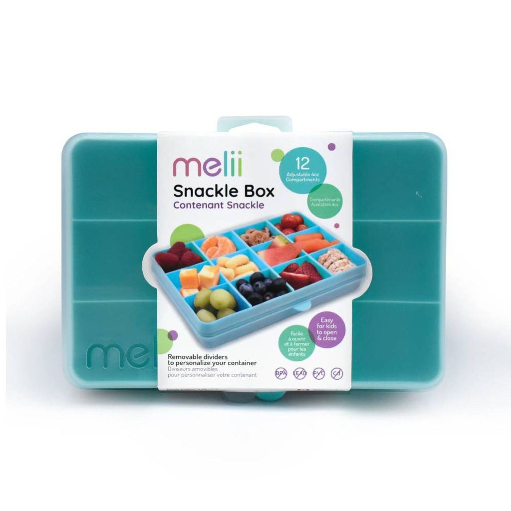 melii Snackle Box with 12 Individual compartments, Removable dividers, Snack Capacity 4oz/114ml Each, Blue
