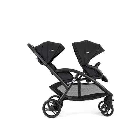 Joie EVALITE Duo Twin Baby Stroller - Stroller for Twins with Soft 5-Point Harness, 5 Recline Position, Pram for Twin Babies, Easy Foldable Swivel Wheels, One Touch Break System, Birth to 15 kg Shale