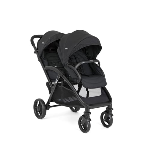 Joie EVALITE Duo Twin Baby Stroller - Stroller for Twins with Soft 5-Point Harness, 5 Recline Position, Pram for Twin Babies, Easy Foldable Swivel Wheels, One Touch Break System, Birth to 15 kg Shale