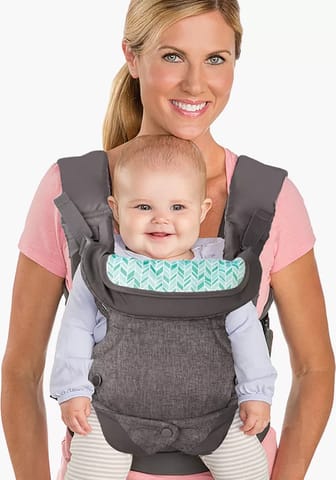 Infantino Flip 4-in-1 Convertible Carrier with Adjustable Ergonomic seat, Head Support, Shoulder Straps, and Waist Belt, 4 Ways to Carry, Can Carry (3.6-14.5 Kgs)… (Grey)