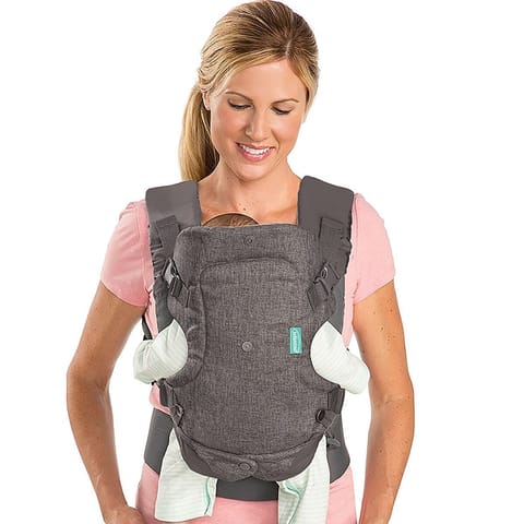 Infantino Flip 4-in-1 Convertible Carrier with Adjustable Ergonomic seat, Head Support, Shoulder Straps, and Waist Belt, 4 Ways to Carry, Can Carry (3.6-14.5 Kgs)… (Grey)