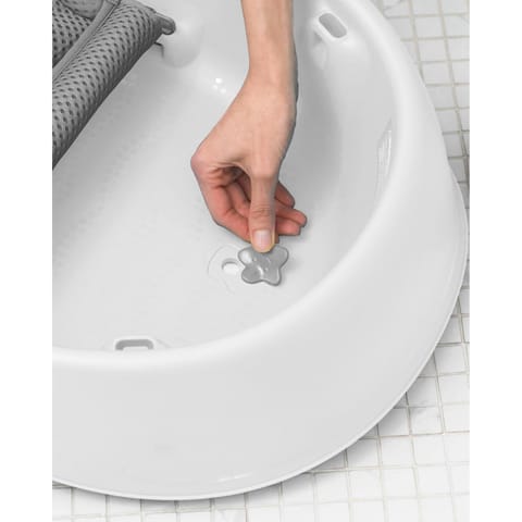 Skip Hop Bath Tub - Moby Smart Sling 3-Stage Tub, PVC-Free, Phthalate-Free, Non Slip Bath Tub for New Born with Drain Plug (Birth to 11Kg, White Color)