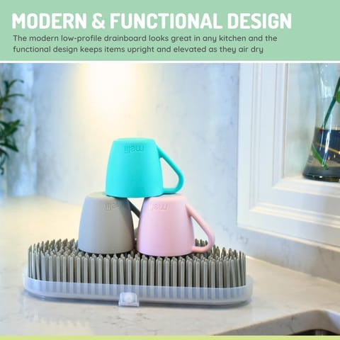 Melii Countertop Cloud Drying Rack and Drainboard, BPA Free (Grey)