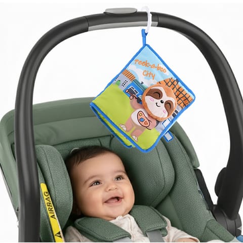 Nuluv Cloth Peek-a-Boo Soft Toy for Babies, Plush Sensory Toy with Rattle, Crinkle Pages & Squeaker, Baby Activity Cloth Book, Lightweight & Cuddl, for Baby Upto 3+ Months