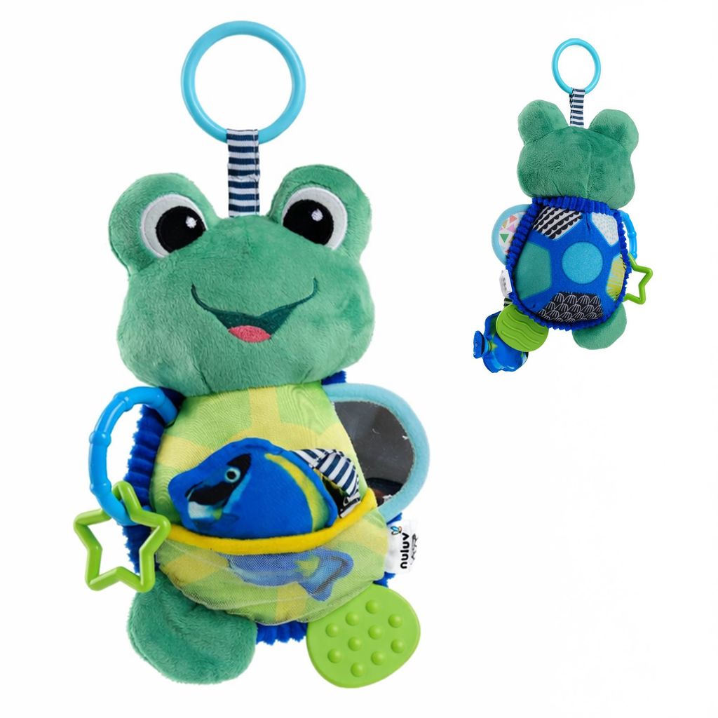 Nuluv Activity Toad Baby Toy, Crinkle Fish, Baby-Safe Mirror, Teethers and Sensory, Stroller Toy for Babies, Lightweight and Interactive Soft Toy, for Babies 3+ Months