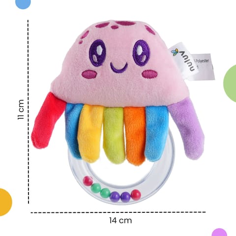 Nuluv Jelly Rattle for Babies, Clear Ring with Rattle Balls, Made with Baby-Safe Materials, Sensory Development Toy, Lightweight and Easy-to-Hold Baby Rattle, for Babies 3+ Months