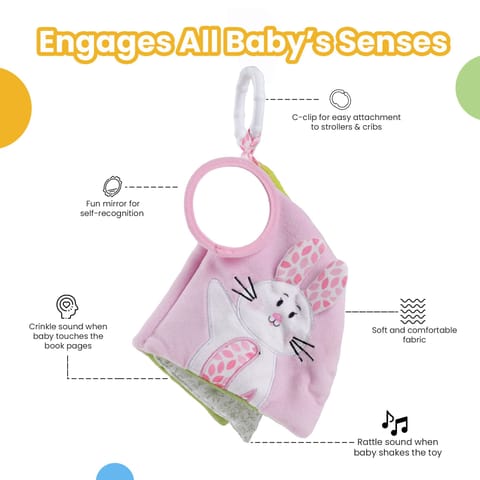 Nuluv Butterfly Soft Book for Babies, Crinkle Sensory Book with Rattle Sound and Textures, Soft Touch-and-Feel Learning Book, Baby-Safe Activity Book for Early Development, for Babies 3+ Months